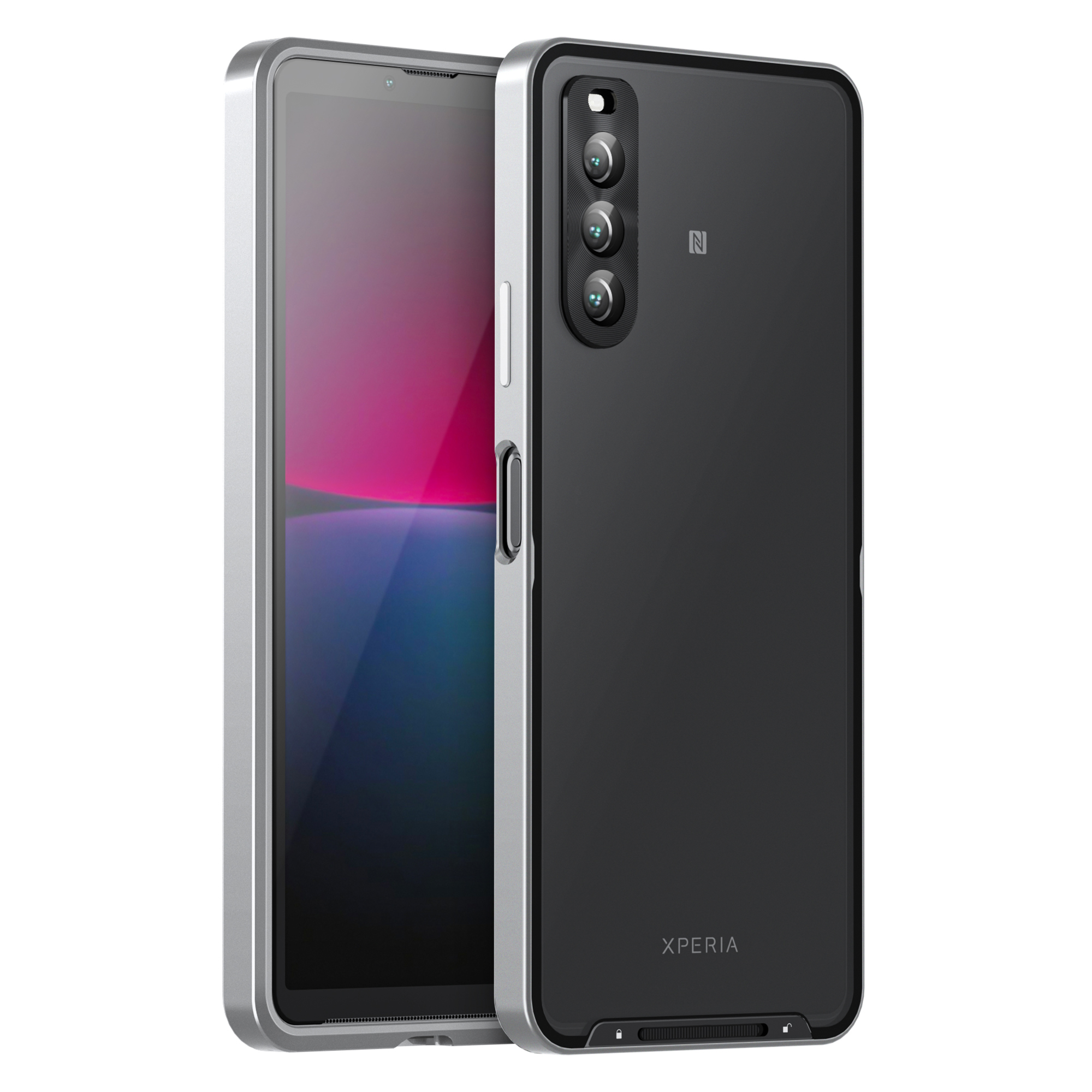 

Für Sony Xperia 5 IV 5G Aluminium-legierungsrahmen+tpu Back Phone Case Matt Abnehmbar 2-in-1-schutzschutz Mit Linsenabdeckung+linsenfilm - Silber-, Xperia 5 IV 5G