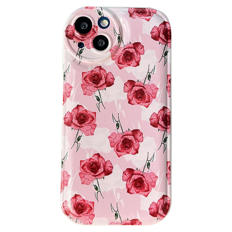 

For iPhone 14 Slim 1.5mm Cell Phone Case Anti-fading Pattern Printing Phone Back Protector Cover - Rose, iPhone 14