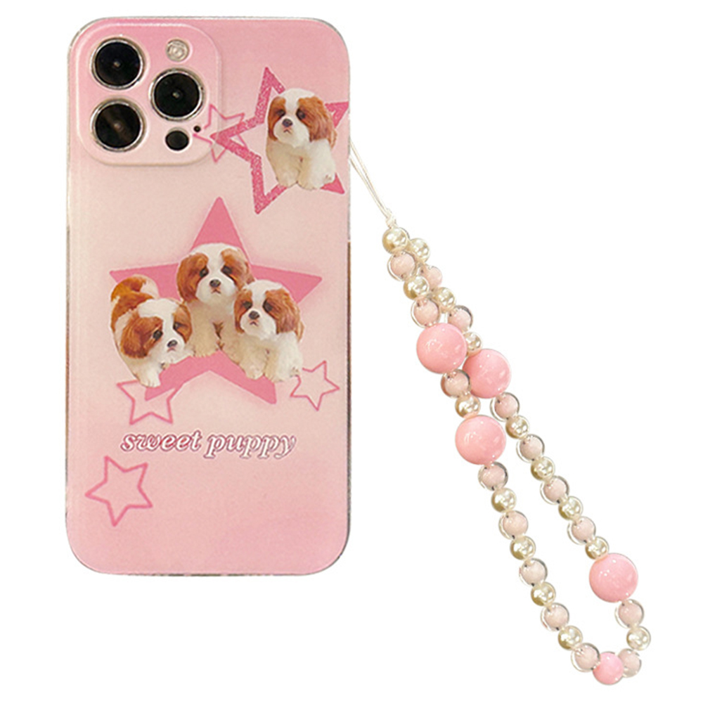 

Sweet Puppy Star Pattern Printing Chace Для Iphone 14 Pro Max, Anti-scratch 1,5 мм Мягкая Крышка TPU с Ручным Ремешком из Бусин, iPhone 14 Pro Max