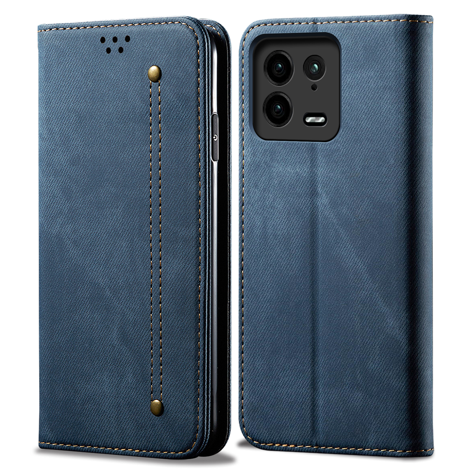 

Für Xiaomi 13 Pro 5G Jeans Stoff Textur Anti-kratzer-mobiltelefonhülle Schutzbrieftasche Deckungsständer - Blau, Xiaomi 13 Pro 5G