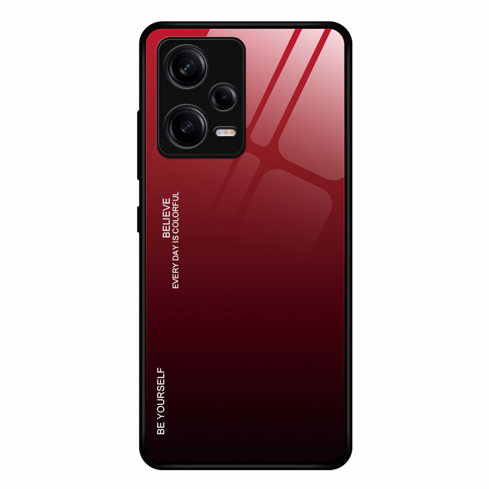 

Für Xiaomi Redmi Note 12 Pro 5G Gradientenfarbe Anti-drop-telefonhülle Temperiertes Glas Hartpc Soft Tpu-schutzabdeckung - Rot / Schwarz, Xiaomi Redmi Note 12 Pro 5G