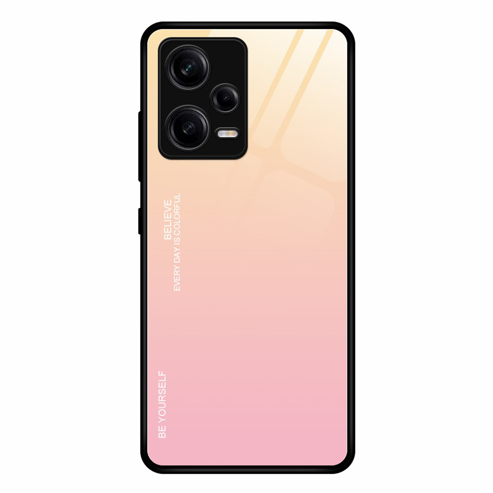 

Für Xiaomi Redmi Note 12 Pro 5G Gradientenfarbe Anti-drop-telefonhülle Temperiertes Glas Hartpc Soft Tpu-schutzabdeckung - Gold / Rosa, Xiaomi Redmi Note 12 Pro 5G