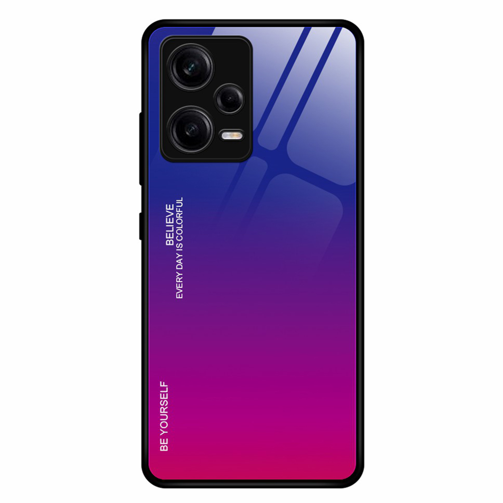 

Für Xiaomi Redmi Note 12 Pro 5G Gradientenfarbe Anti-drop-telefonhülle Temperiertes Glas Hartpc Soft Tpu-schutzabdeckung - Blau / Rose, Xiaomi Redmi Note 12 Pro 5G