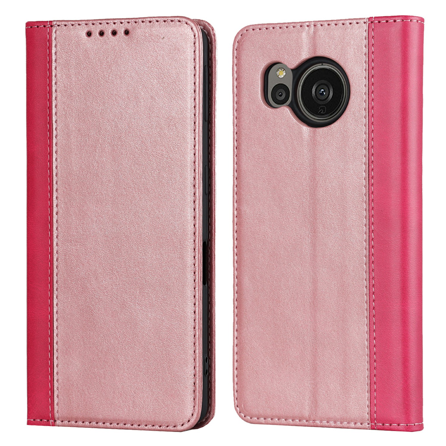 

Bi-farben-spleiß-telefonabdeckung Für Scharfe Aquos Sense 7, Magnetabsorption PU Lederkalb Textur Ständer Flip Wallet Wallet Hülle - Roségold / Rose, Sharp Aquos Sense 7