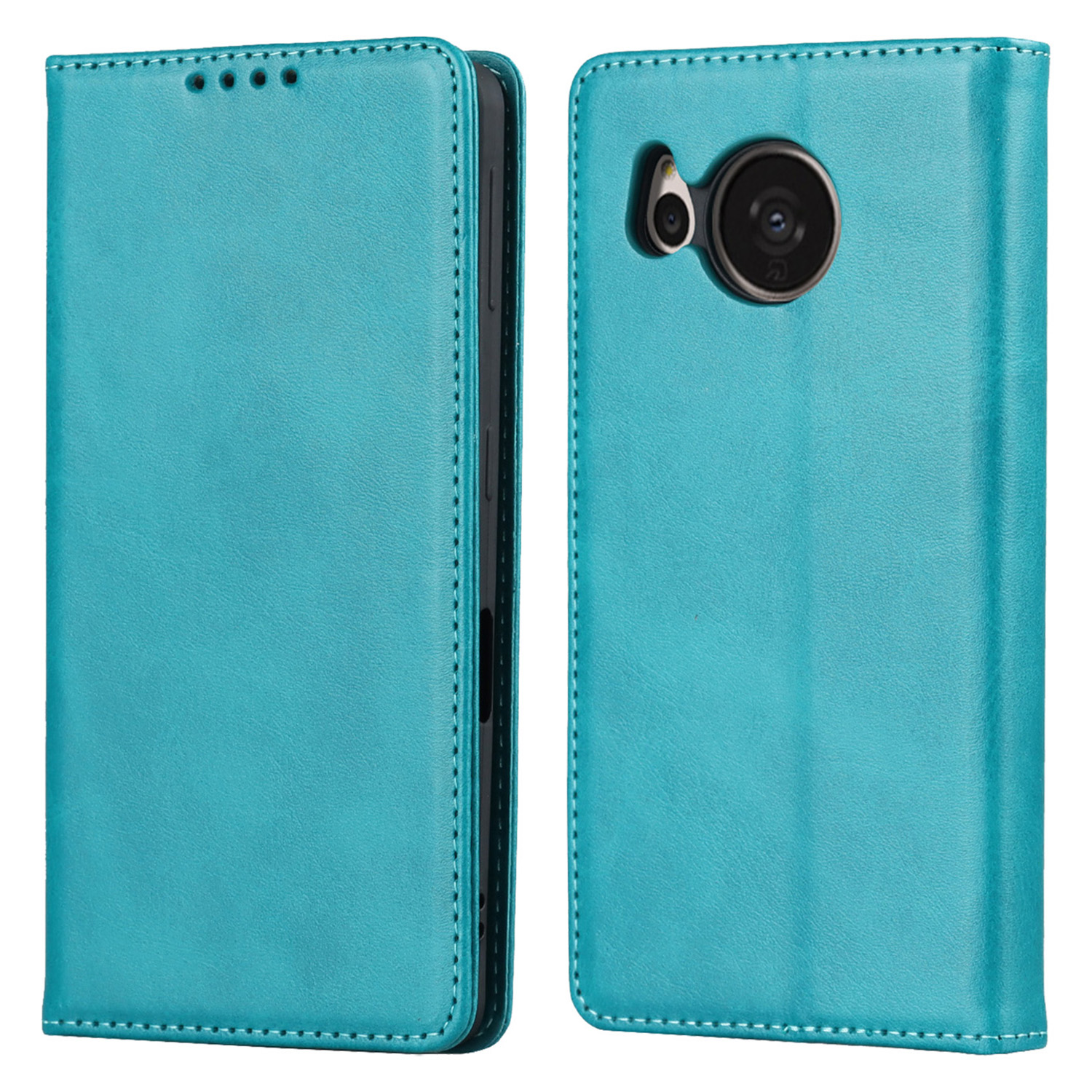 

Für Samsung Galaxy S23 Ultra -kalbtextur PU Lederständer Flip Folio Deckungsabdeckung Magnetische Absorption Brieftasche Telefonhülle - Himmelblau, Sharp Aquos Sense 7