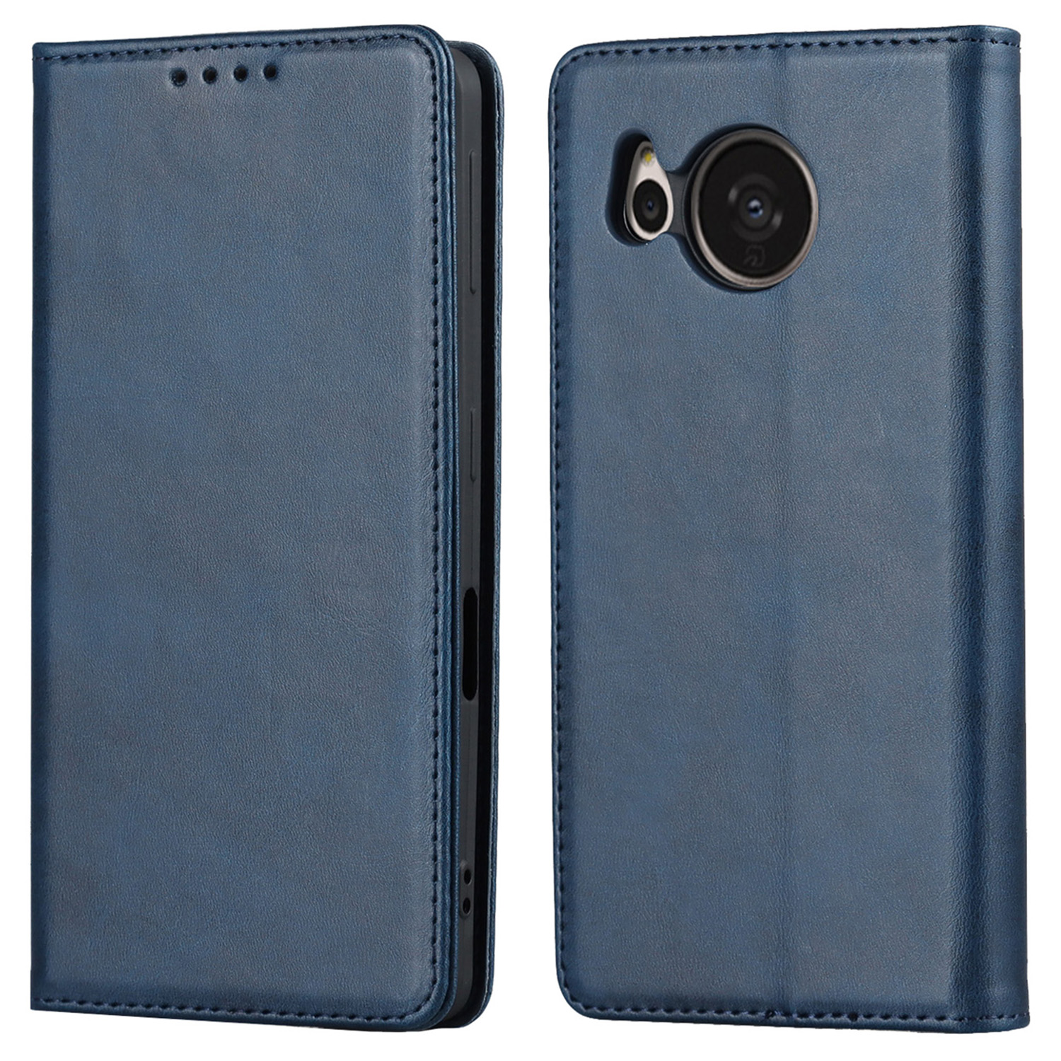 

Stoßdichtes Telefon Flip Folio Deckung Für Scharfe Aquos Sense 7, Kalbstextur PU Lederständer Magnetische Absorption Wallet Telefon Hülle - Dunkelblau, Sharp Aquos Sense 7