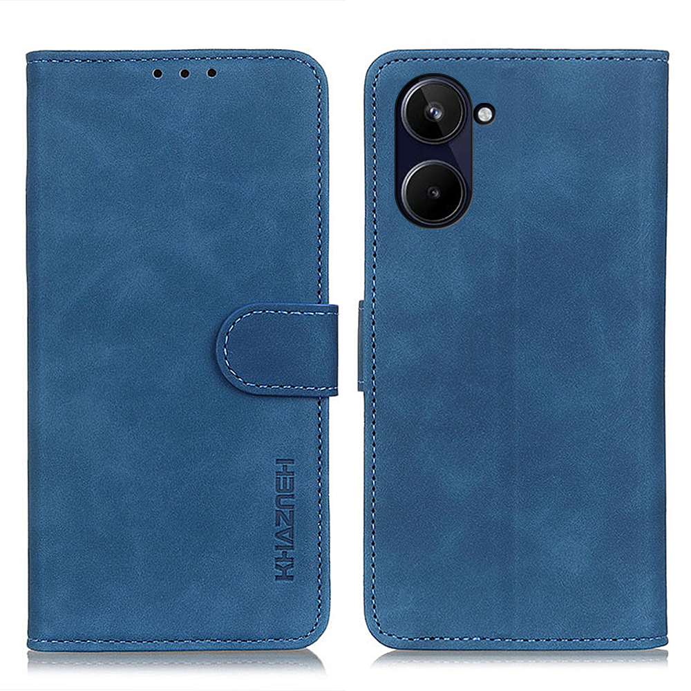 

Khazneh Retro Texture Telefon Hülle Für Realme 10 4G Stand Wallet Anti-fall-pu-leder-handyabdeckung - Blau, Realme 10 4G