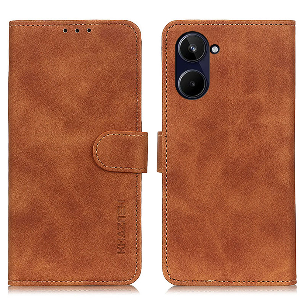 

Khazneh Retro Texture Telefon Hülle Für Realme 10 4G Stand Wallet Anti-fall-pu-leder-handyabdeckung - Braun, Realme 10 4G
