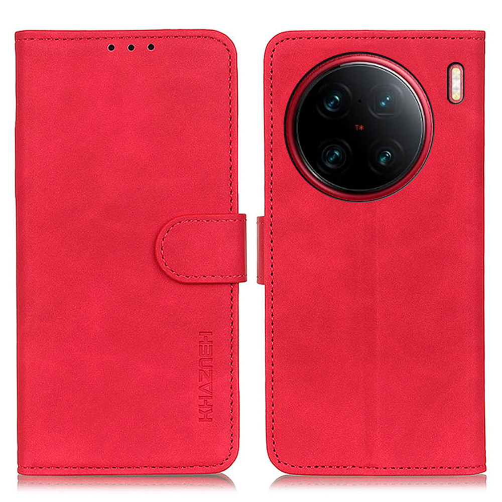 

Khazneh Für Vivo X90 Pro+ 5g Drop-proof PU Leder Phone Hülle Retro Textur Stand Wallet Innere Tpu-schutzmobile Cover - Rot, vivo X90 Pro+ 5G