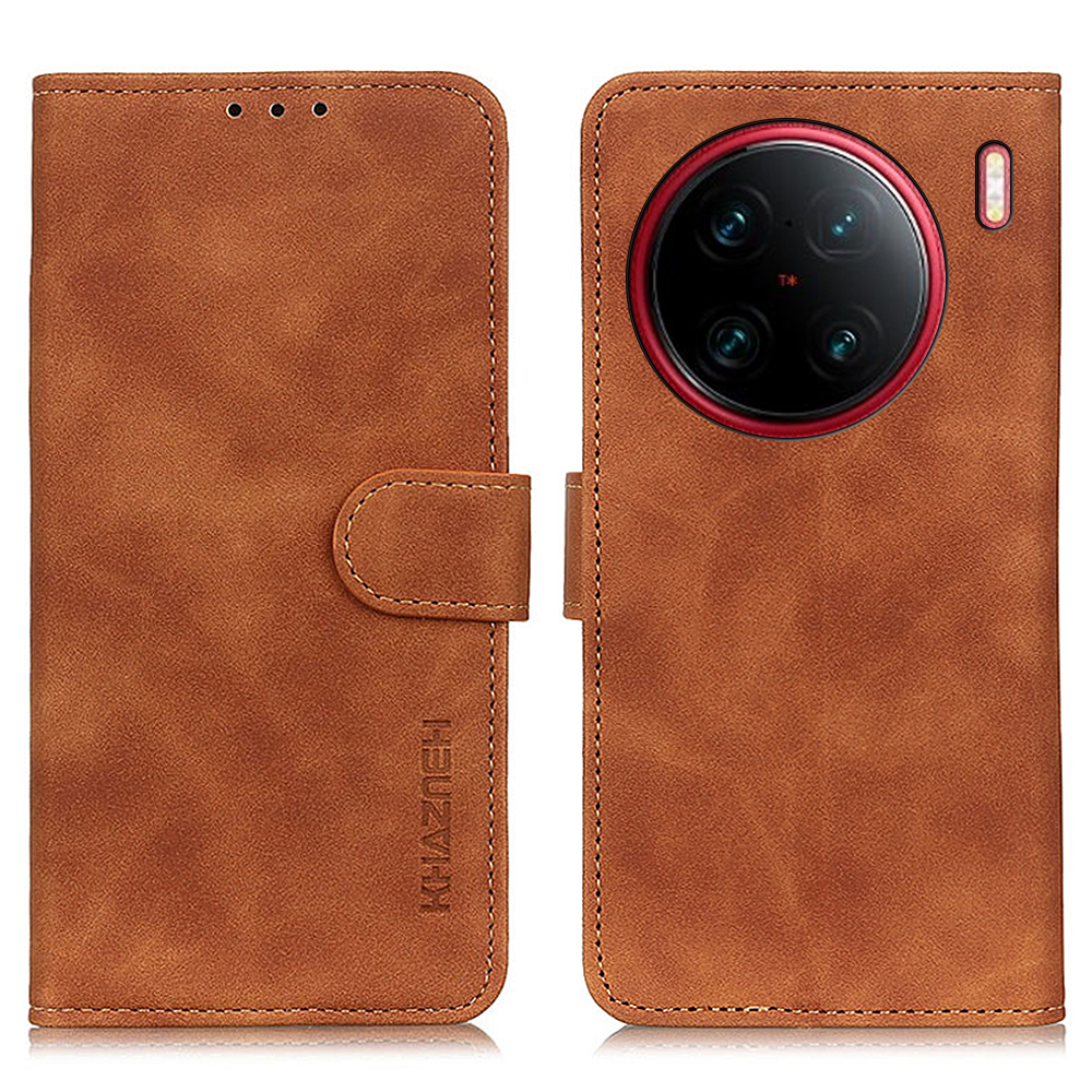 

Khazneh Für Vivo X90 Pro+ 5g Drop-proof PU Leder Phone Hülle Retro Textur Stand Wallet Innere Tpu-schutzmobile Cover - Braun, vivo X90 Pro+ 5G