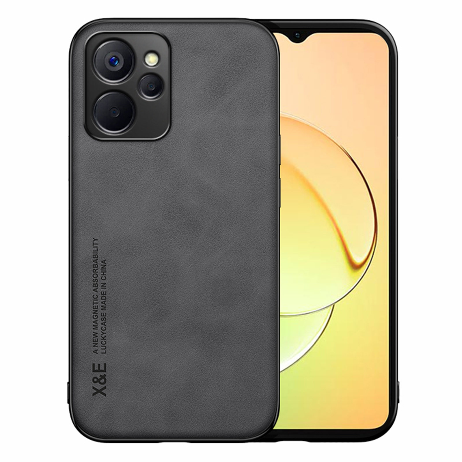 

x & e Für Realme 10 5g / 9i 5G Anti-kratzer-handy-hülle Haut-touch-pu-leder+tpu+pc-abdeckung Arbeit Mit Magnetautohalter Mount - Dunkelgrau, Realme 10 5G