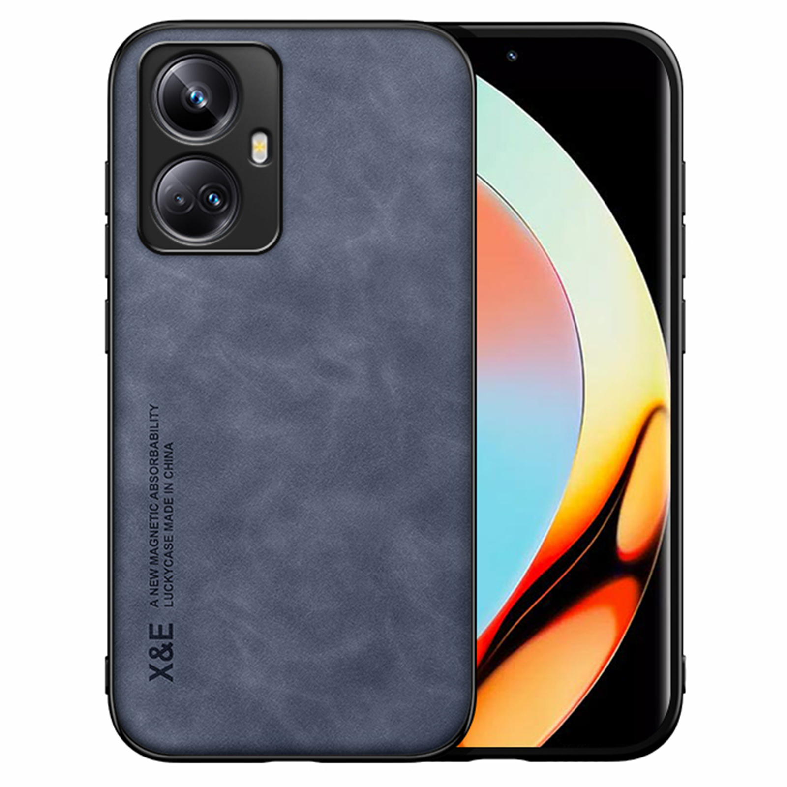 

x & e Für Realme 10 Pro+ 5G Bequeme Hauttouch Feeling Phone Hülle PU Lederbeschichtete Tpu+ Pc-schutzabdeckung Arbeit Mit Magnetischem Autohalter - Blau, Realme 10 Pro+ 5G