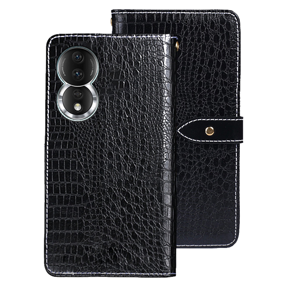 

IDEWEI Für Ehren 80 5G PU Leder -handy -deckungs -brieftasche Krokodiltextur Vollschutz Innerer TPU -hülle - Schwarz, Honor 80 5G