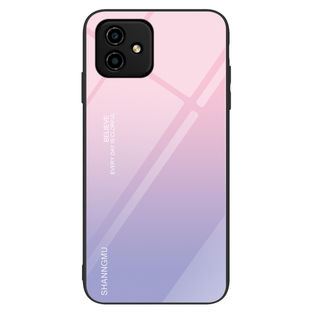

Für Honour Play6C 4G Temperierte Glas -handy -fallmuster Druckdesign Hartes PC Soft TPU Schockdcoverabdeckung - Gradient Pink Purpur, Honor Play6C 4G