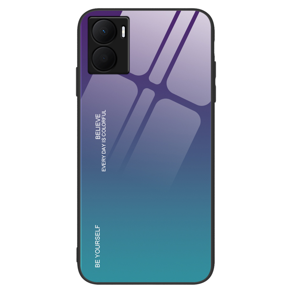 

Für Ehrenspiel 40 Plus 5G Gradient Tempered Glas Phone Hülle Hybrid TPU + PC -schutzschutzabdeckung - Violett / Blau, Honor Play 40 Plus 5G