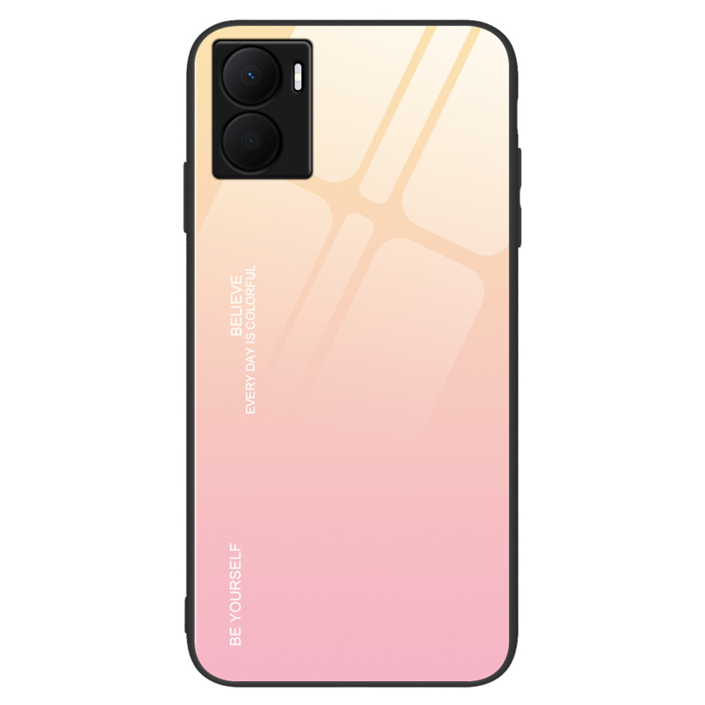 

Für Ehrenspiel 40 Plus 5G Gradient Tempered Glas Phone Hülle Hybrid TPU + PC -schutzschutzabdeckung - Gold / Rosa, Honor Play 40 Plus 5G