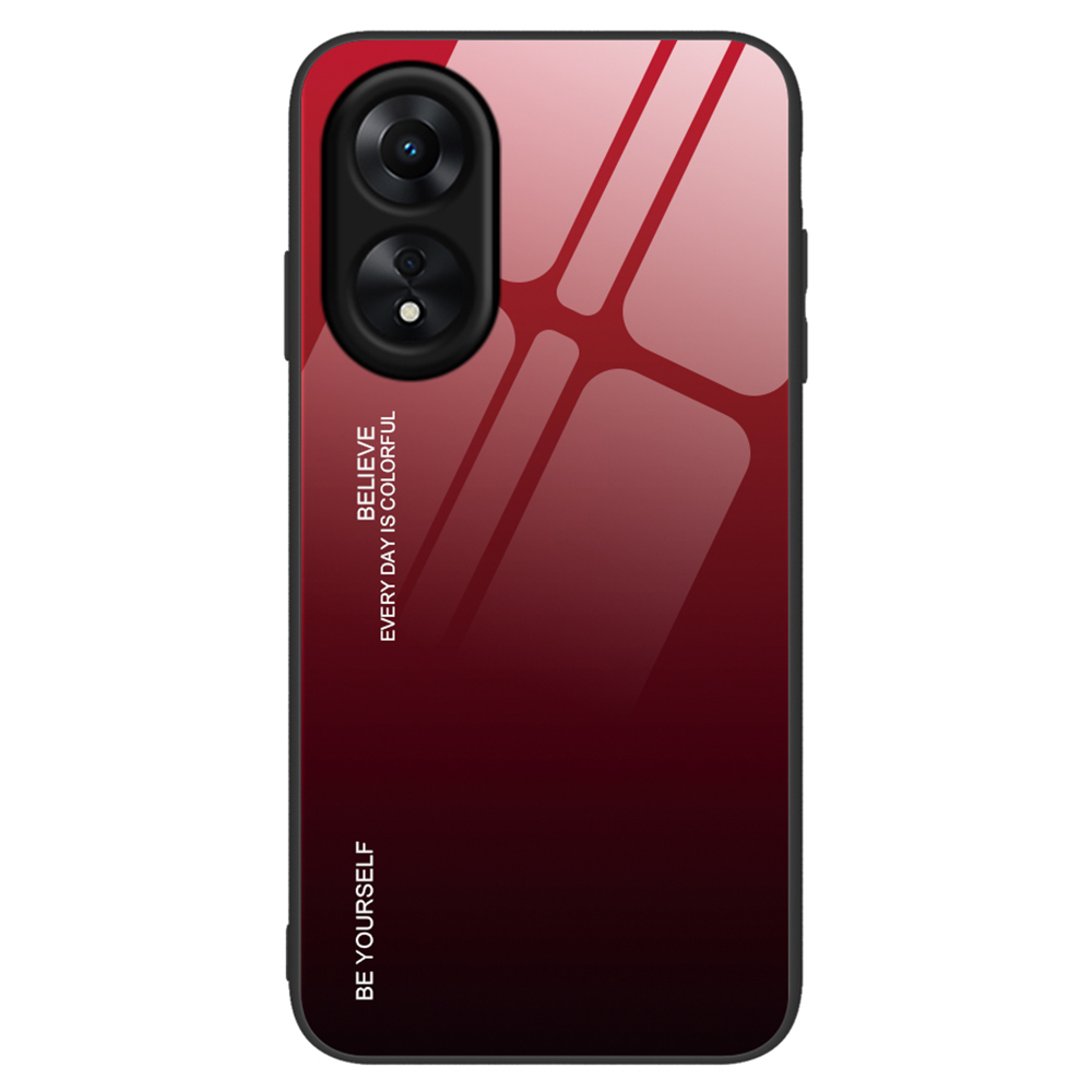 

Anti-kratzer-telefonabdeckung Für Oppo A17 4G, Drop-sof-hybrid-tpu + Pc-gradienten Temperierte Glas Telefonhülle - Rot / Schwarz, Oppo A17 4G