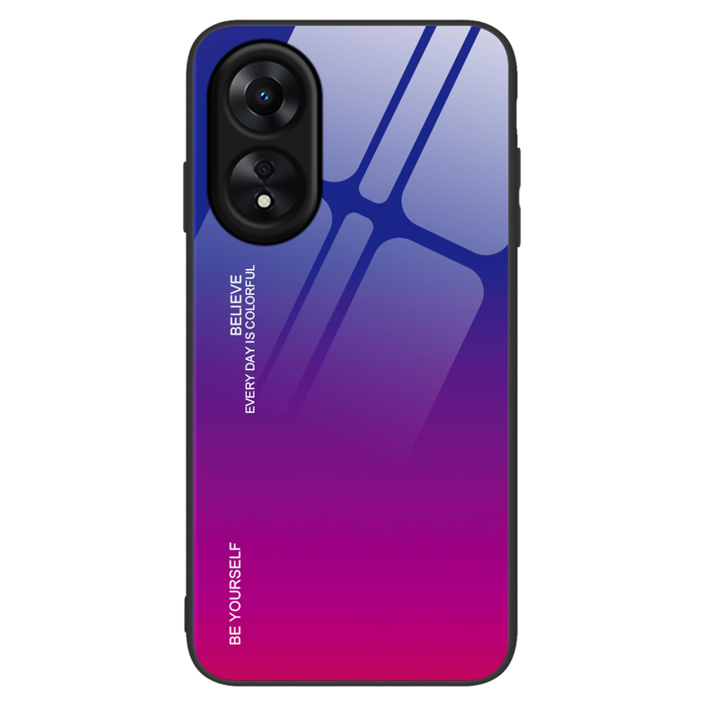 

Anti-kratzer-telefonabdeckung Für Oppo A17 4G, Drop-sof-hybrid-tpu + Pc-gradienten Temperierte Glas Telefonhülle - Blau / Rose, Oppo A17 4G