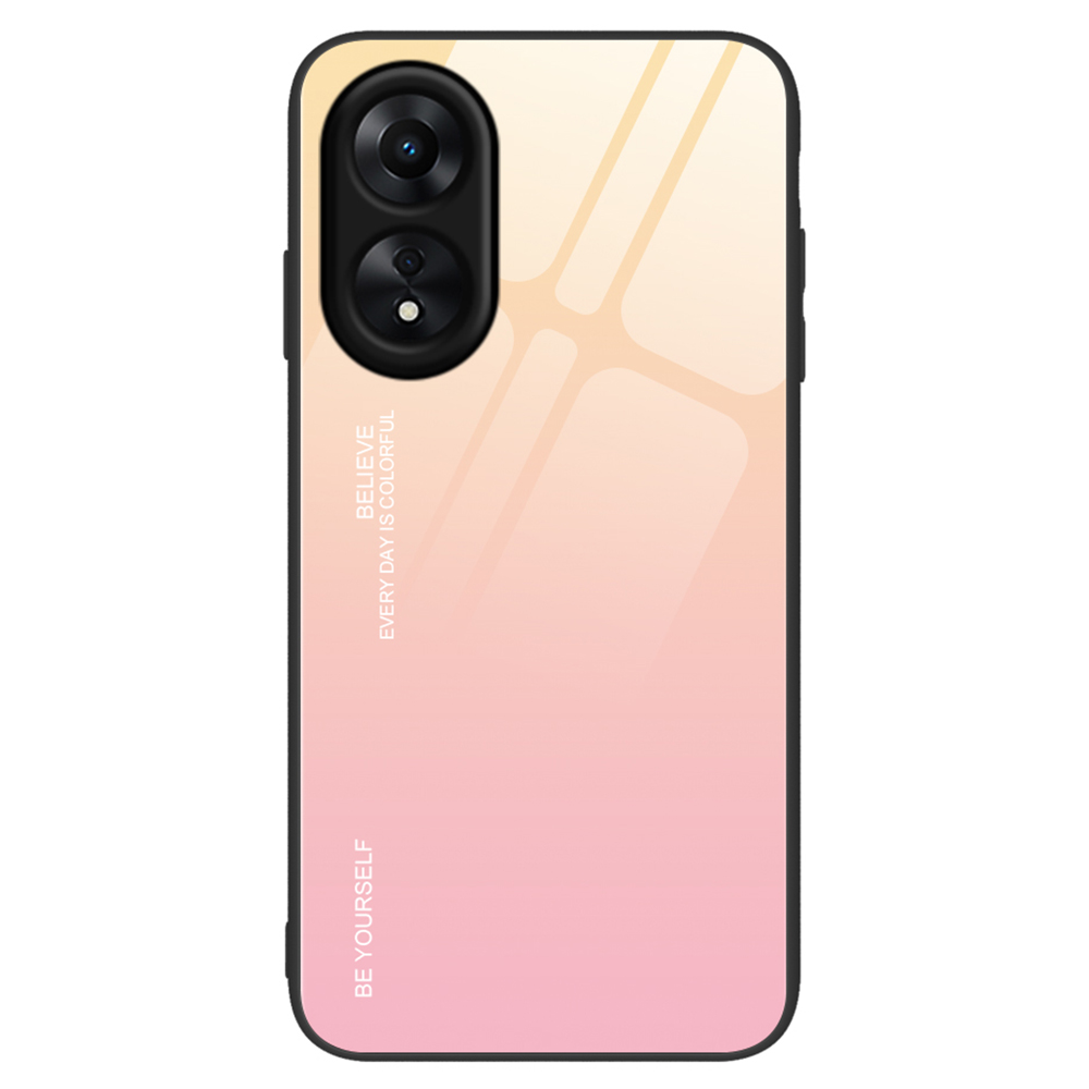 

Anti-kratzer-telefonabdeckung Für Oppo A17 4G, Drop-sof-hybrid-tpu + Pc-gradienten Temperierte Glas Telefonhülle - Gold / Rosa, Oppo A17 4G