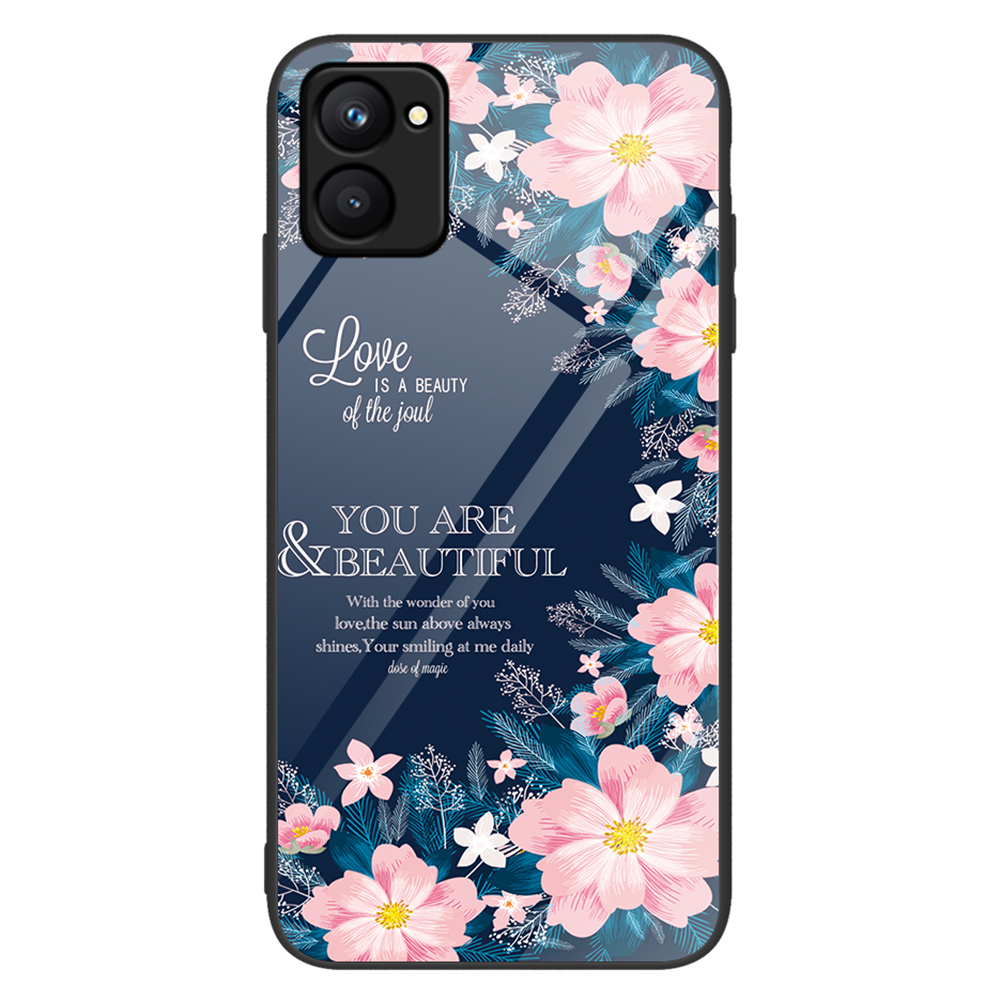 

Für Realme C33 4G Muster Druckgedruckt - Pinke Blumen, Realme C33 2023 4G