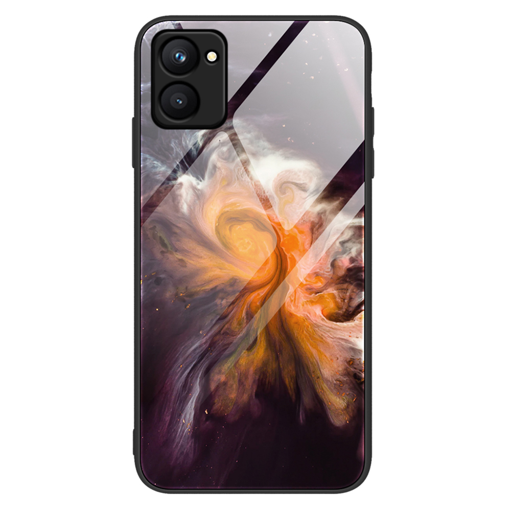

Für Realme C33 4G Marmormuster Druckerglasrückenhülle Hartes PC Weiche TPU Anti-kratzer-schutz-telefonabdeckung - DL01, Realme C33 2023 4G