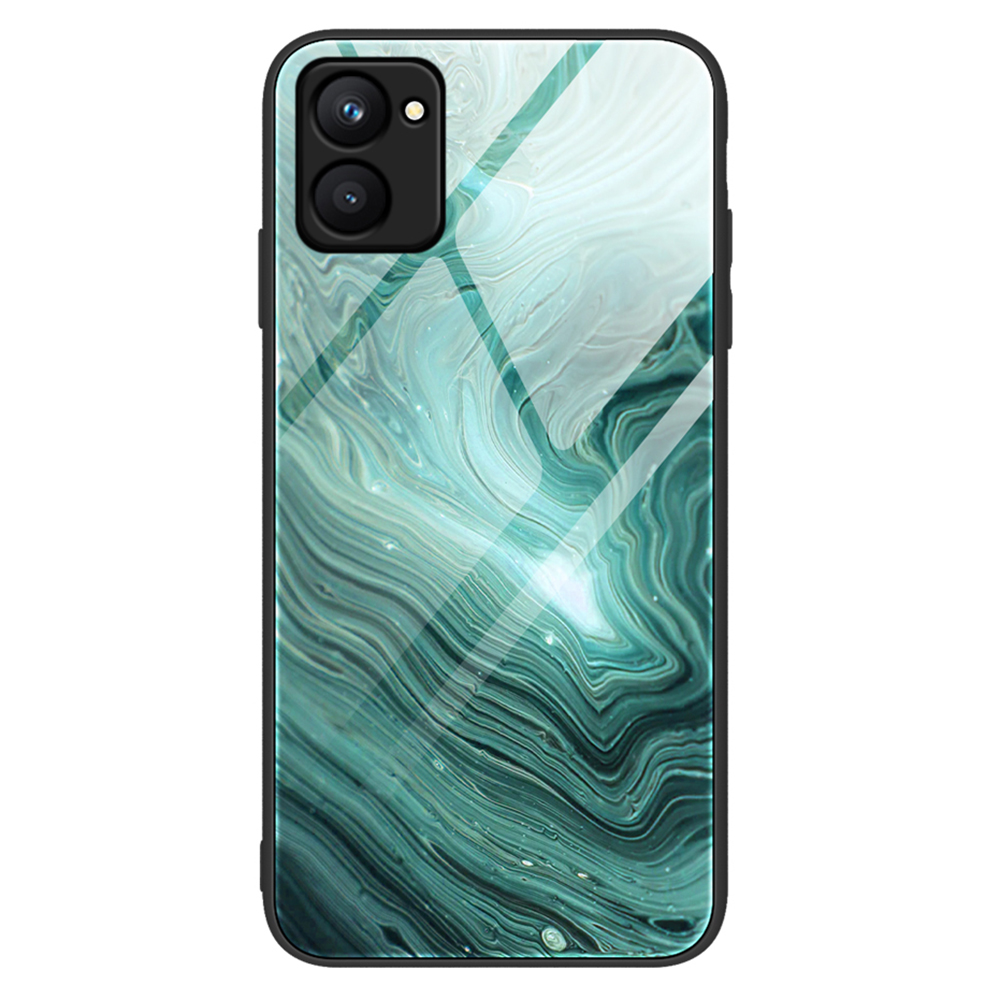 

Für Realme C33 4G Marmormuster Druckerglasrückenhülle Hartes PC Weiche TPU Anti-kratzer-schutz-telefonabdeckung - DL02, Realme C33 2023 4G