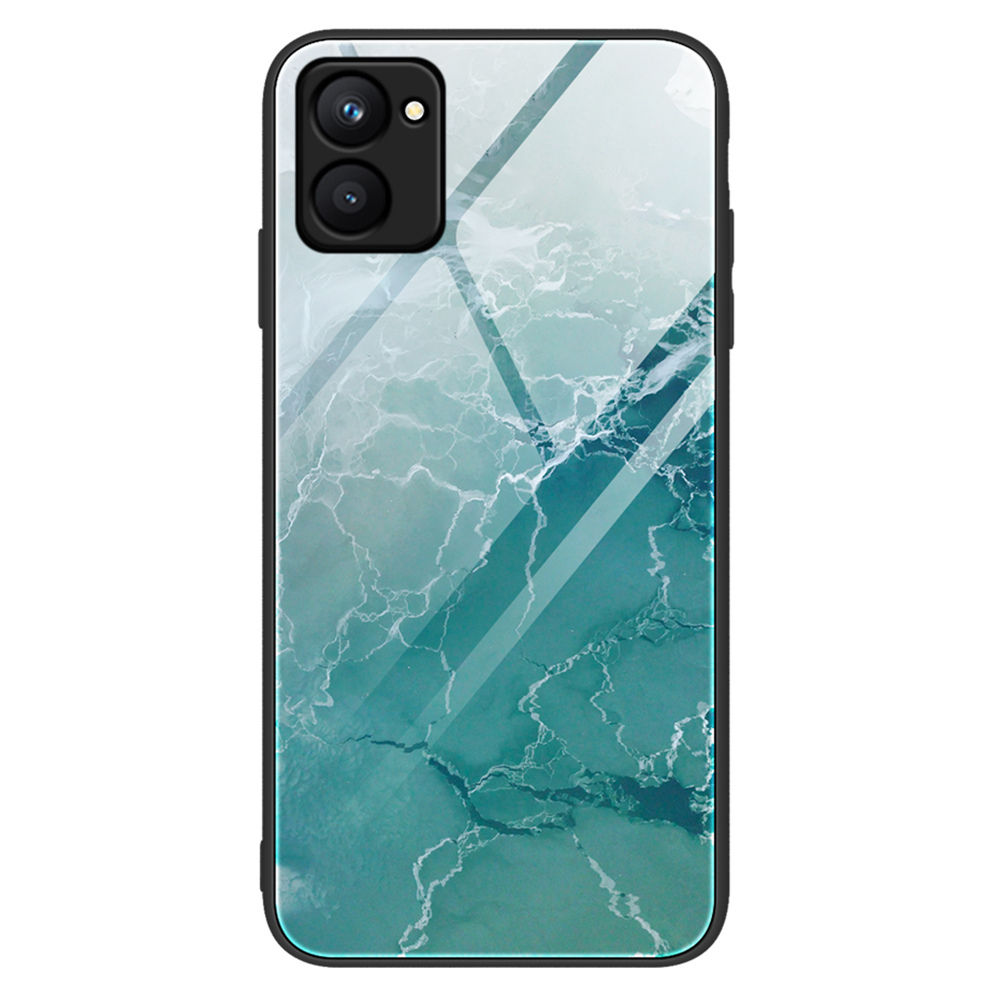 

Für Realme C33 4G Marmormuster Druckerglasrückenhülle Hartes PC Weiche TPU Anti-kratzer-schutz-telefonabdeckung - DL04, Realme C33 2023 4G