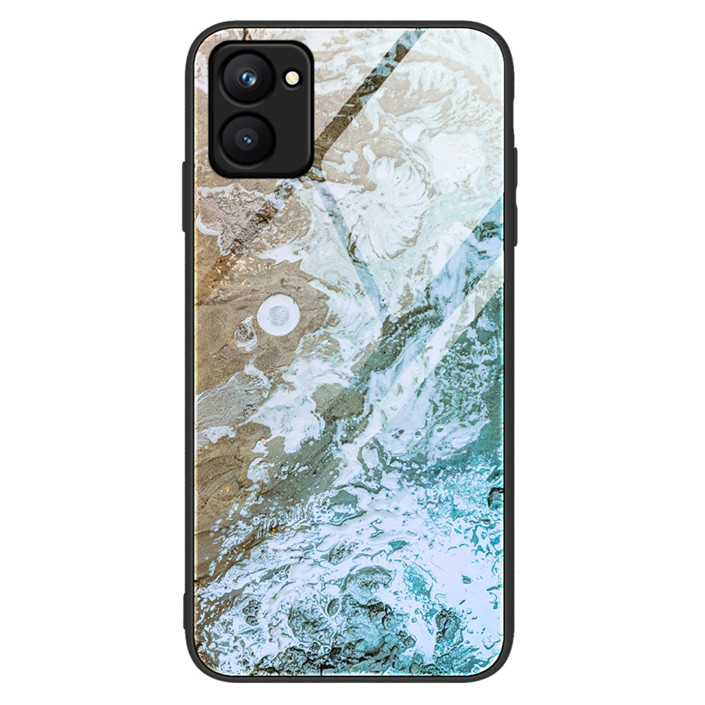 

Für Realme C33 4G Marmormuster Druckerglasrückenhülle Hartes PC Weiche TPU Anti-kratzer-schutz-telefonabdeckung - DL06, Realme C33 2023 4G