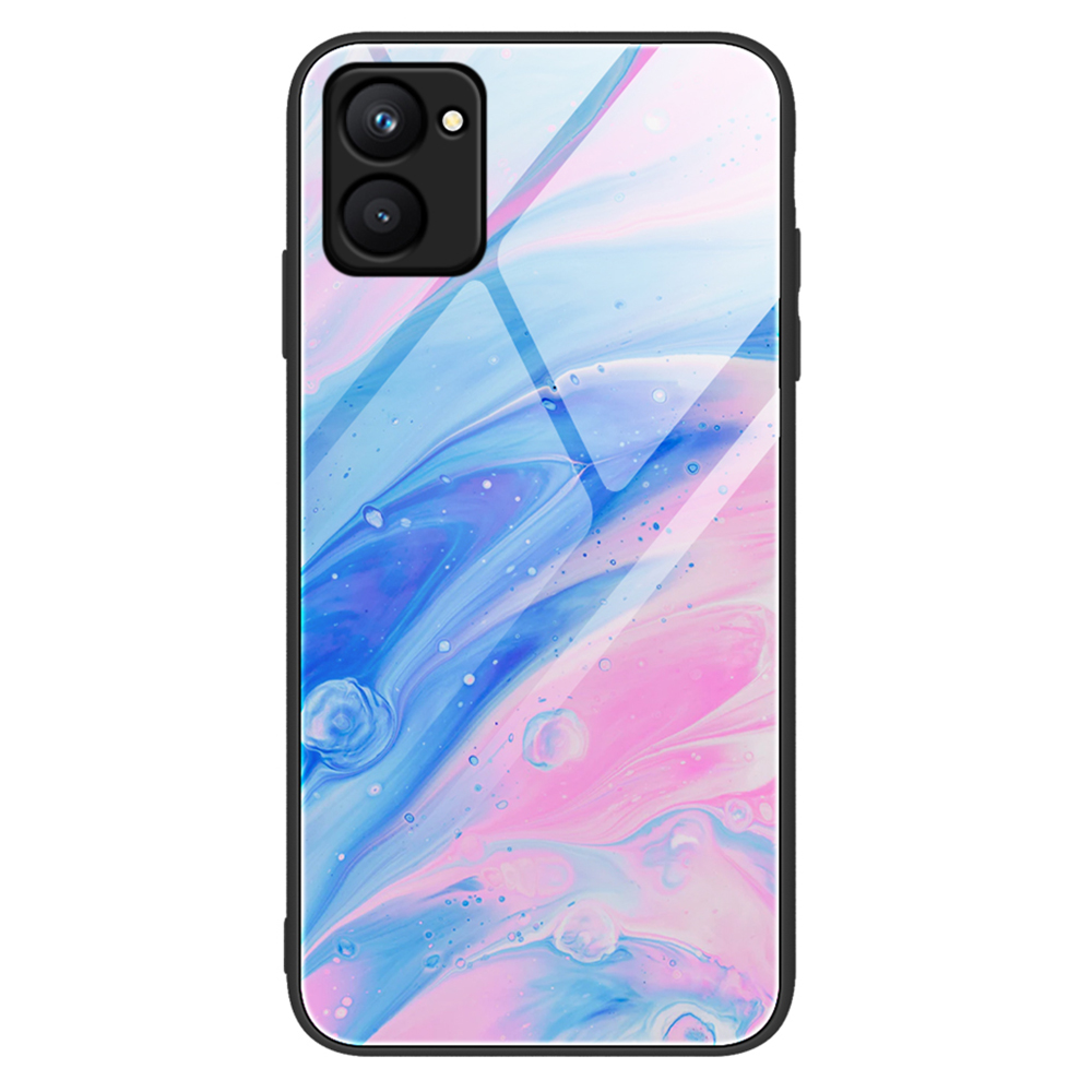 

Für Realme C33 4G Marmormuster Druckerglasrückenhülle Hartes PC Weiche TPU Anti-kratzer-schutz-telefonabdeckung - DL05, Realme C33 2023 4G