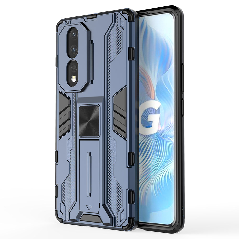 

Für Ehren 80 5G Hard PC Soft TPU Hybrid -hülle Kickstand Stoßdämpfung Telefonschutzschutzschutz - Blau, Honor 80 5G