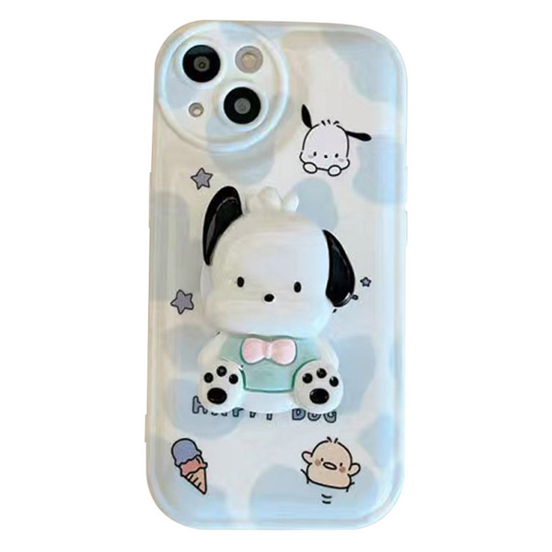 

For iPhone 13 6.1 inch Cartoon Pattern Printing Phone Cover Air Cushion Puppy Shape Kickstand Anti-scratch TPU Case - Ice Cream / Puppy Kickstand, iPhone 13