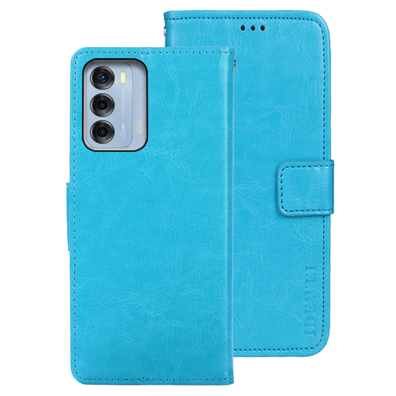 

IDEWEI Für ZTE Blade V40 Schockfeste Telefon Hülle Verrückte Pferde Textur Anti-droge PU Leder Telefon Flip Wallet Wallet - Himmelblau, ZTE Blade V40