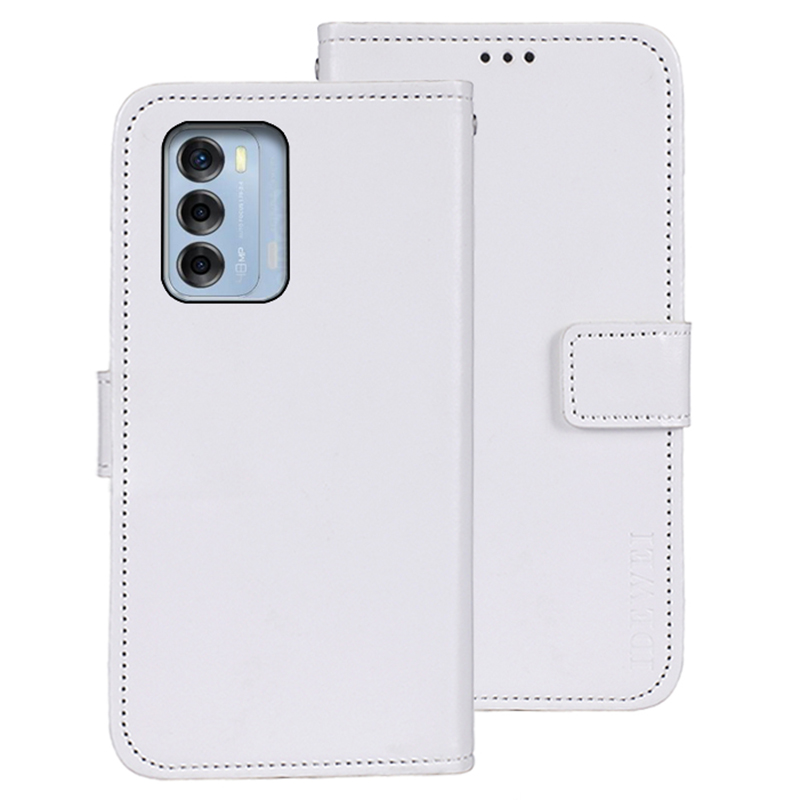 

IDEWEI Für ZTE Blade V40 Schockfeste Telefon Hülle Verrückte Pferde Textur Anti-droge PU Leder Telefon Flip Wallet Wallet - Weiß, ZTE Blade V40