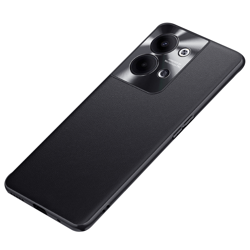 

Für Oppo Reno9 5G PU Lederbeschichtete TPU + PC -schutzabdeckung Herbstschutz Telefon Zurück - Schwarz, Oppo Reno9 5G