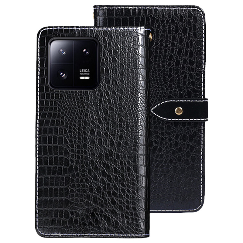 

Idewei Für Xiaomi 13 Pro 5G Krokodiltextur PU Leder Handy Cover Wallet Stand Folio Flip Hülle - Schwarz, Xiaomi 13 Pro 5G