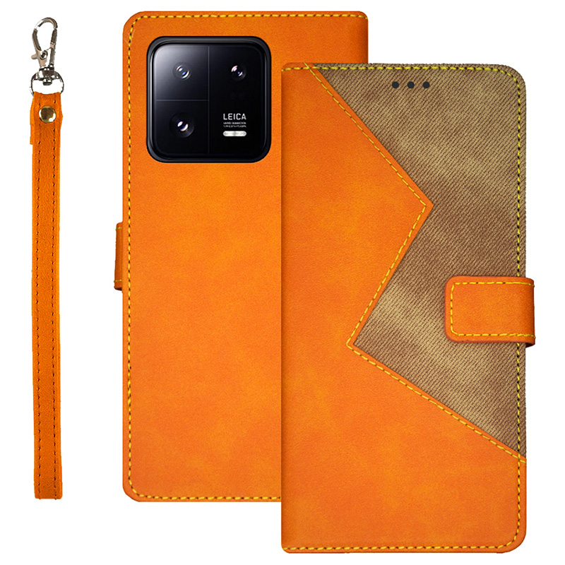 

Idewei Für Xiaomi 13 Pro 5g Karten Stand Telefonhülsen Farbspleißen pu Leder TPU Vollschutz Abdeckung Mit Handgelenkriemen - Gelb, Xiaomi 13 Pro 5G