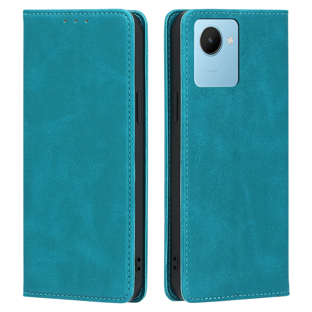 

Für Realme C30s 4G Kalbtextur Magnetisch Automatisch Absorbiertes Pu-leder-hülle Wallet Stand Volle Schutzabdeckung - Baby Blau, Realme C30s 4G