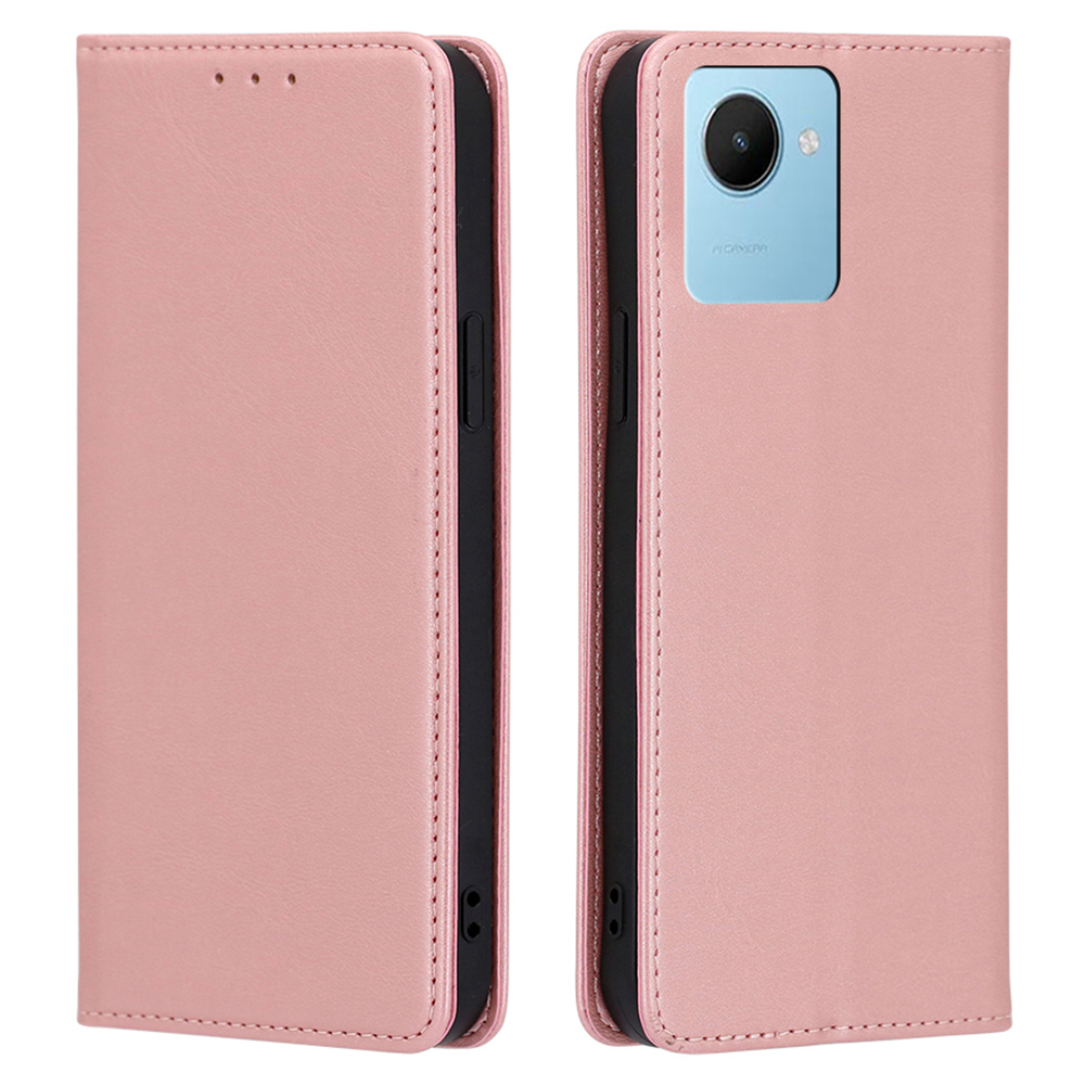 

Für Realme C30s 4G Kalbtextur Magnetisch Automatisch Absorbiertes Pu-leder-hülle Wallet Stand Volle Schutzabdeckung - Roségold, Realme C30s 4G