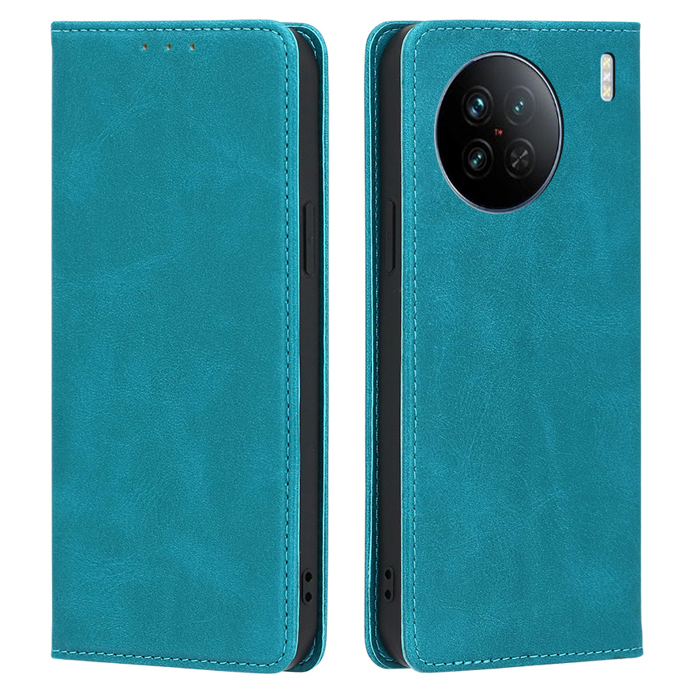 

Kalb Textur Telefonhülle Für Vivo X90 5G, PU Leder Brieftasche Magnetic Auto-absorbiertes Folio Flip Cover - Baby Blau, vivo X90 5G