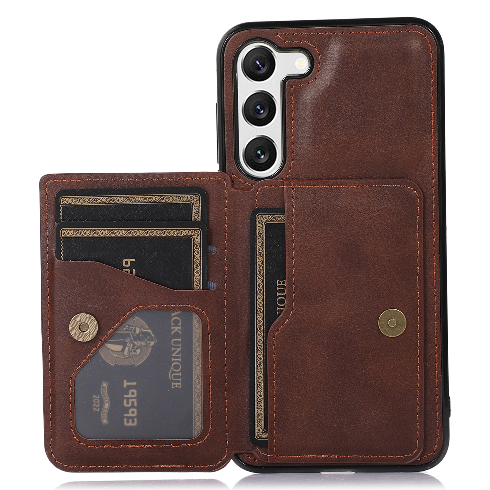 

Для Samsung Galaxy S23 Plus Держатель Для Карты Корпус Case pu - Кофе, Galaxy S23+