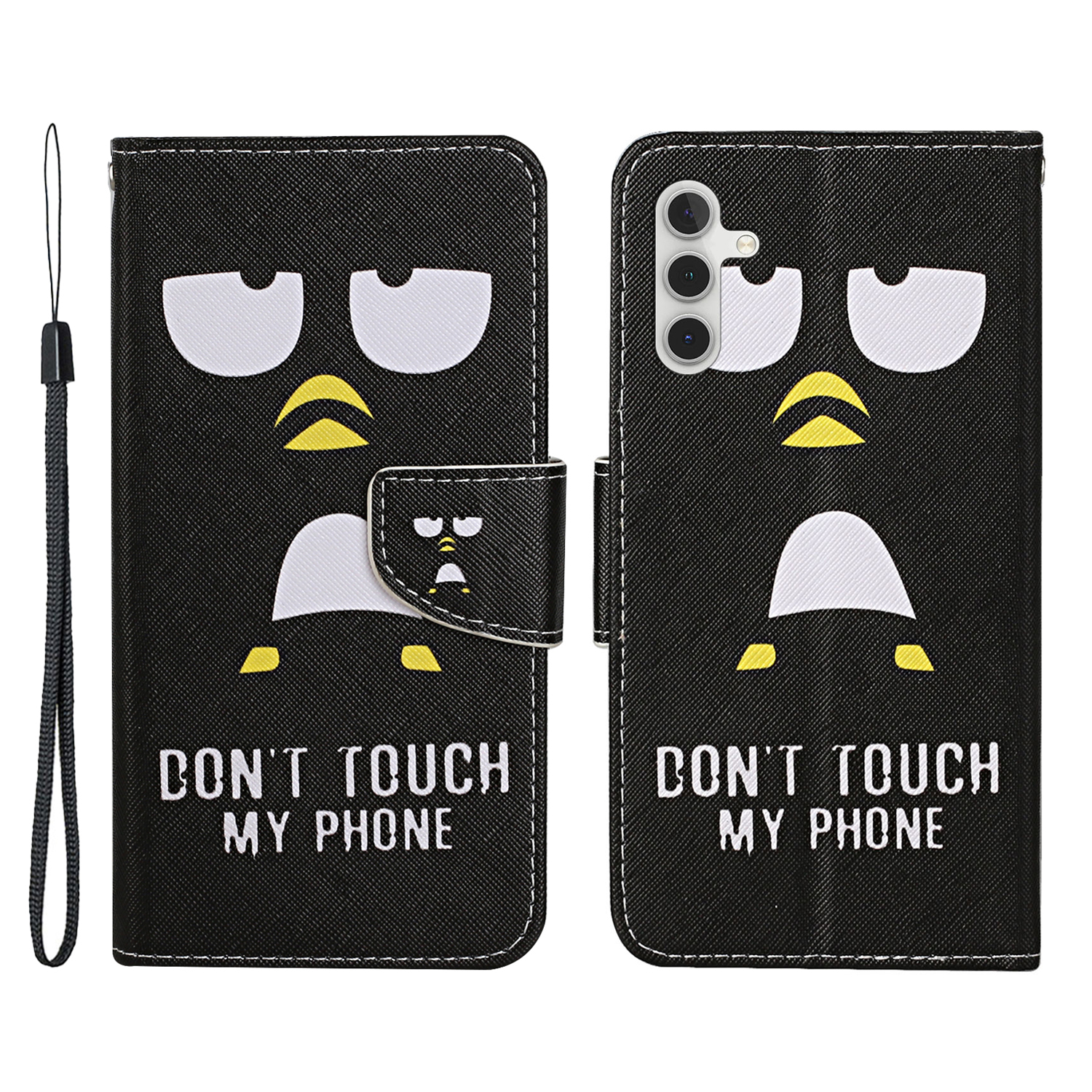 

For Samsung Galaxy A54 5G Cross Texture PU Leather Wallet Case Magnetic Closure Pattern Printing Flip Stand Phone Cover with Strap - Penguin, Galaxy A54 5G