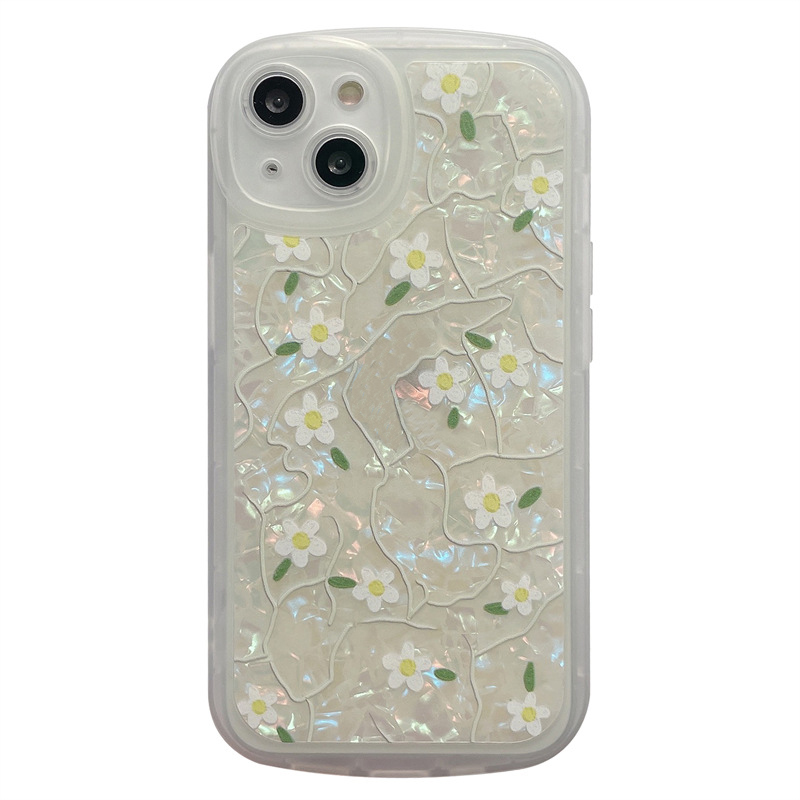 

For iPhone 13 6.1 inch Phone Case, Flower and Lines Shell Pattern Drop Resistant TPU Phone Back Cover, iPhone 13