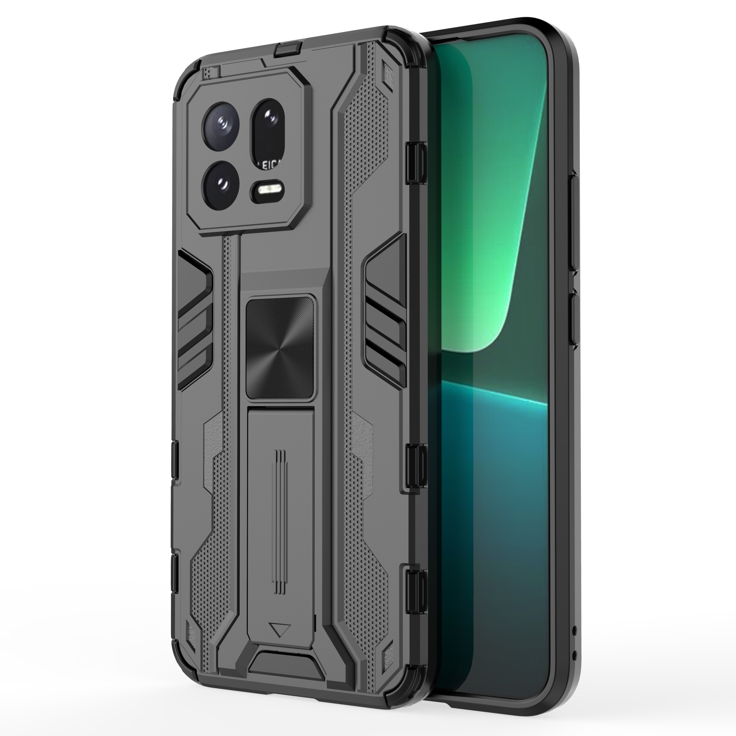 

Für Xiaomi 13 5G Hard PC Soft TPU Stoßdämpfungsfall Kickstand -telefonabdeckung Shell - Schwarz, Xiaomi 13