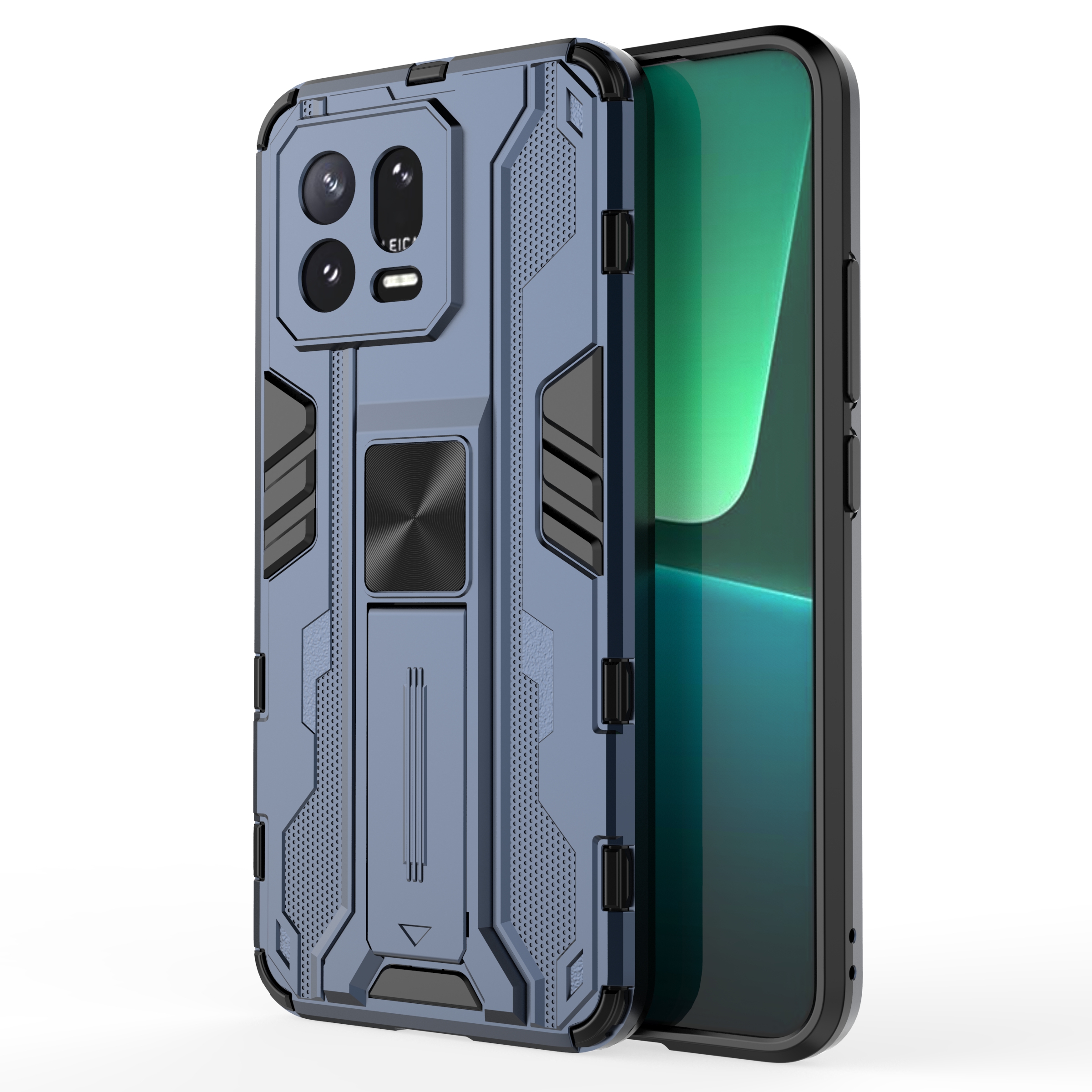 

Für Xiaomi 13 5G Hard PC Soft TPU Stoßdämpfungsfall Kickstand -telefonabdeckung Shell - Blau, Xiaomi 13