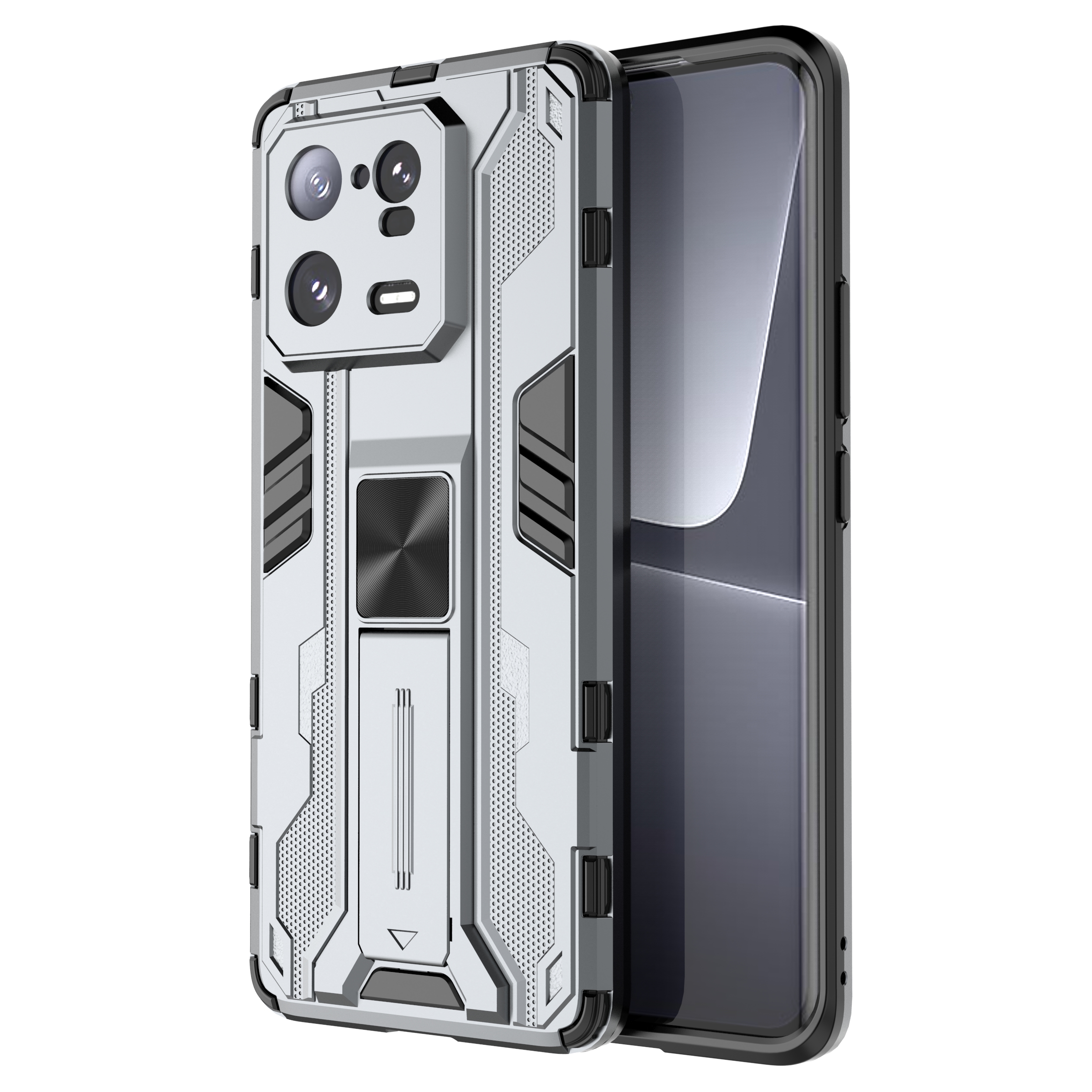 

Für Xiaomi 13 Pro 5G Hard PC Soft TPU Mobile Case Kickstand Drop-proof-rückzugabdeckung - Grau, Xiaomi 13 Pro 5G