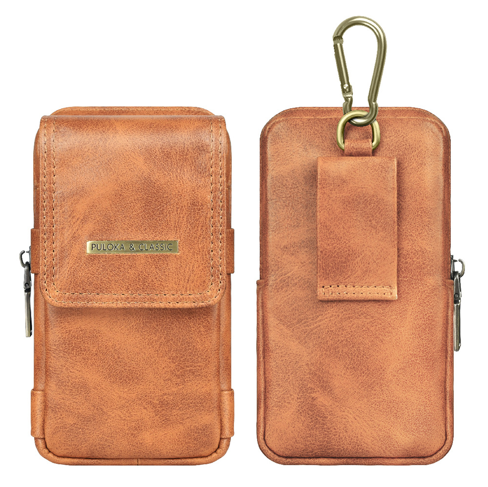 

Puloka PU Leder Hanging Tailentasche Telefon Beutel Münzstift Mit Taschenhülle Für Handys Unter 7,2 Zoll - Gelbliches Braun, Universal