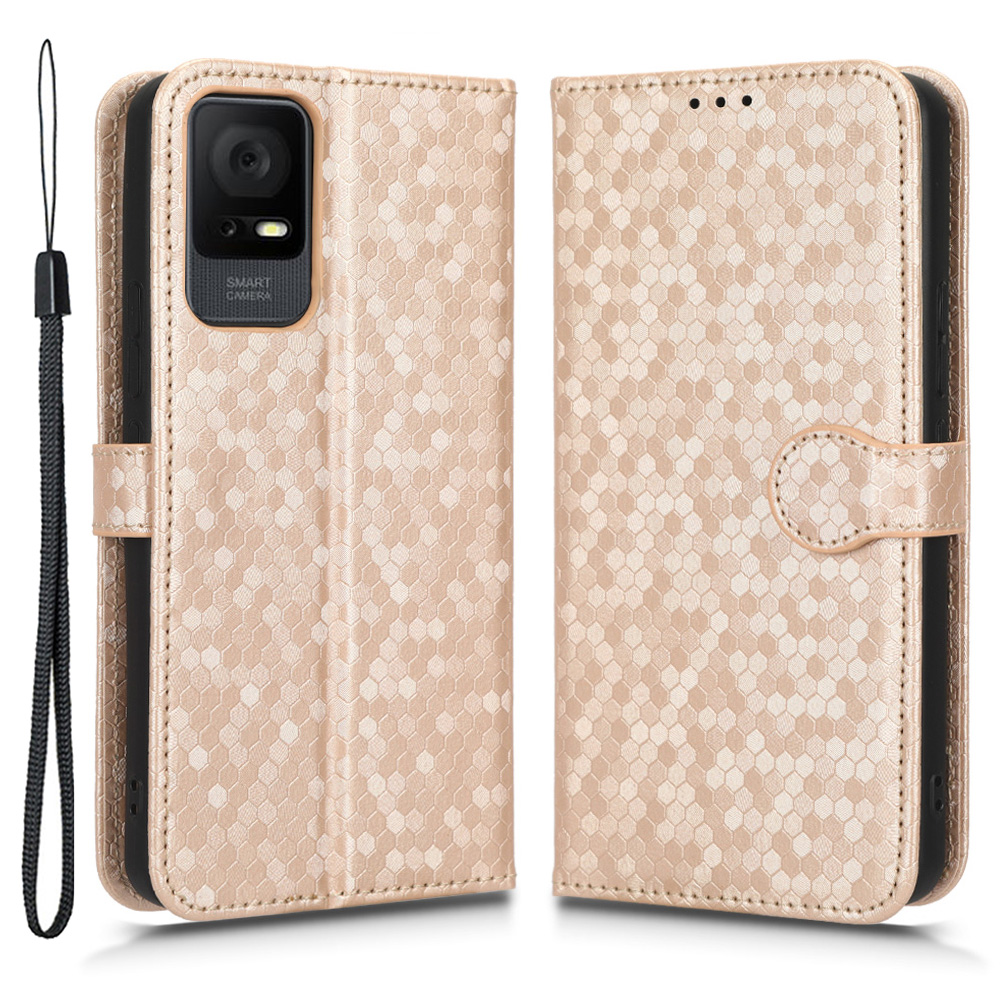 

Für TCL 405 / 406 / T506D Punktmuster Geprägter PU Leder Flip Wallet Wallet Hülle Schutz Telefonabdeckung Mit Riemen - Roségold, TCL 405