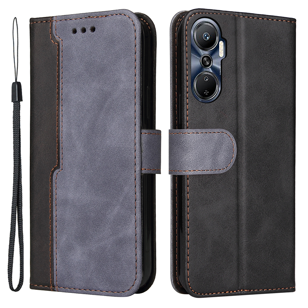 

Für Infinix Hot 20 4G Business Style Schockdelie-hülle Bahn Brieftasche Dual-color-spleißen PU Leder-handyabdeckung - Grau, Infinix Hot 20 4G
