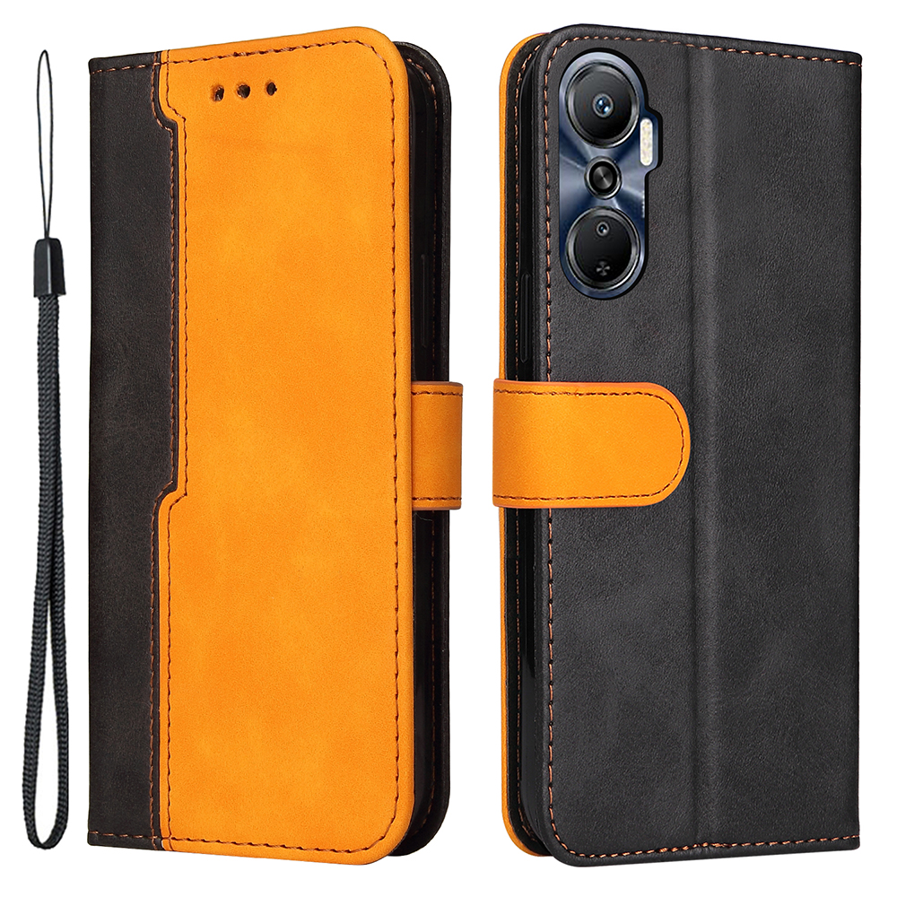 

Für Infinix Hot 20 4G Business Style Schockdelie-hülle Bahn Brieftasche Dual-color-spleißen PU Leder-handyabdeckung - Orange, Infinix Hot 20 4G