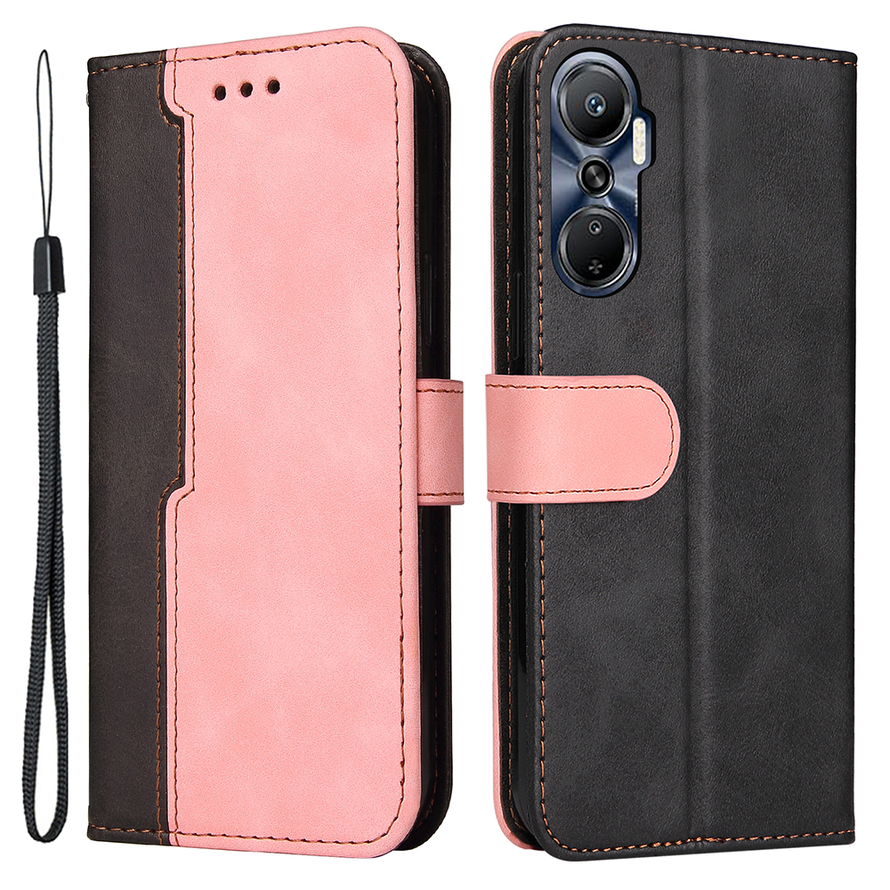 

Für Infinix Hot 20 4G Business Style Schockdelie-hülle-brieftasche Dual-color-spleißen PU Leder-handyabdeckung - Rosa, Infinix Hot 20 4G